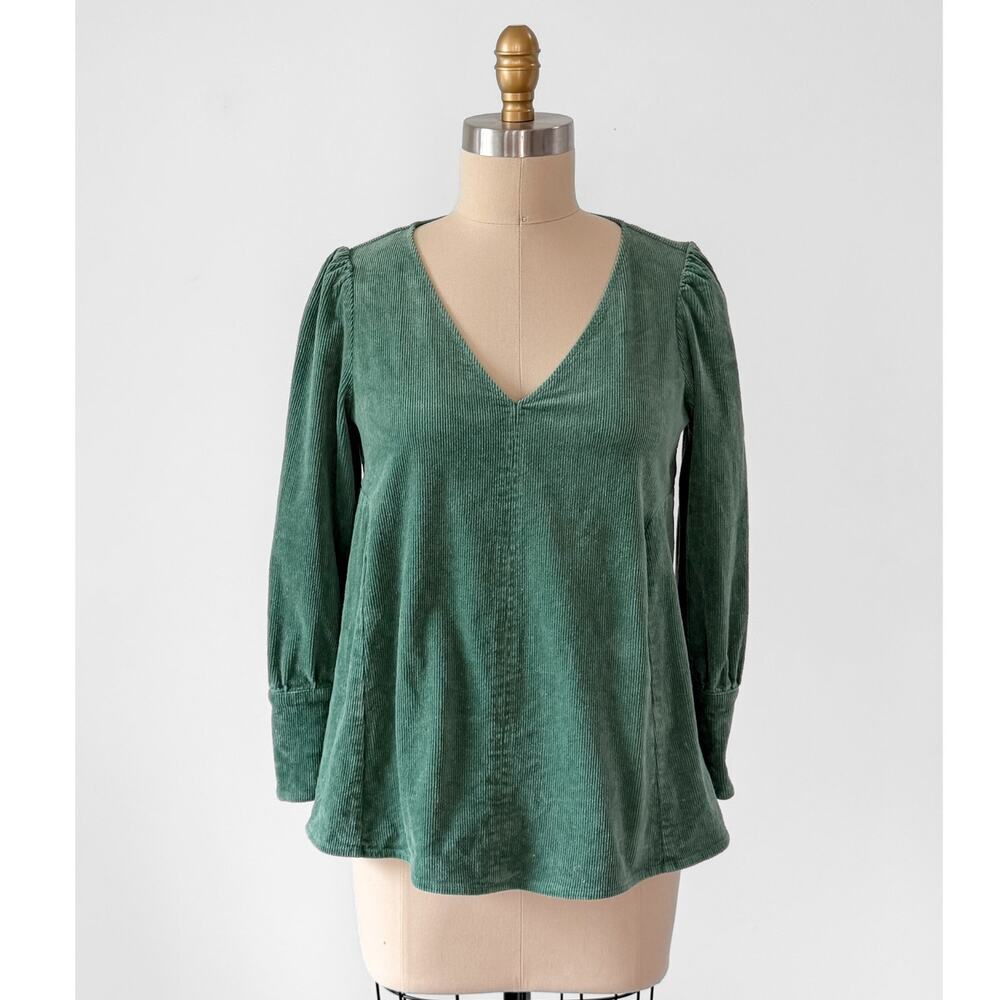 Tuckernuck Sea Sage Green Corduroy Babydoll Top (S) - Picture 4 of 10